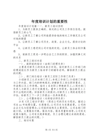 年度培训计划的重要性