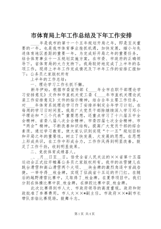 市体育局上年工作总结及下年工作安排