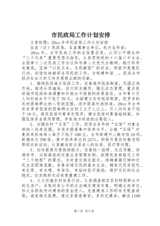 市民政局工作计划安排