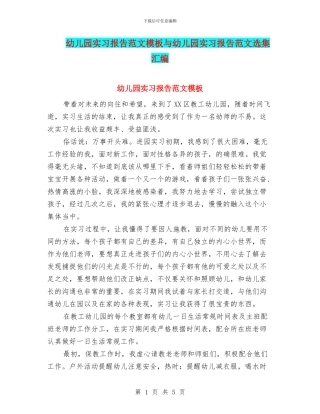 幼儿园实习报告范文模板与幼儿园实习报告范文选集汇编