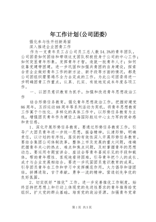 年工作计划(公司团委)