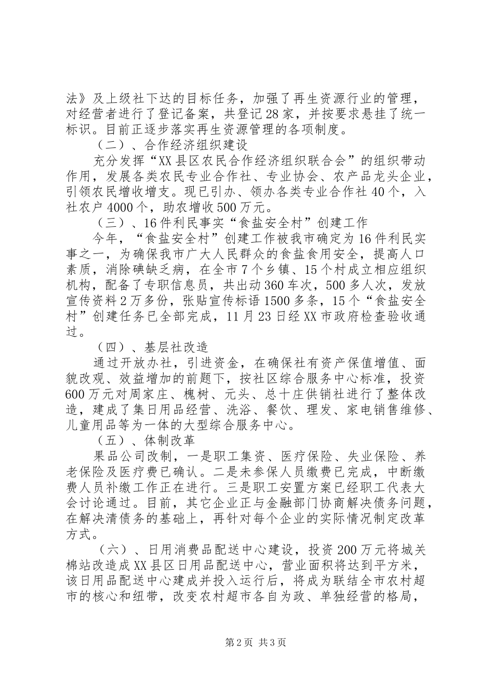 市供销社工作总结及工作规划_第2页