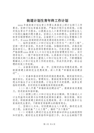 街道计划生育年终工作计划