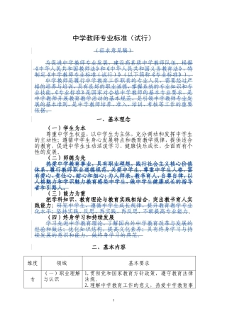 中学教师专业标准(试行)