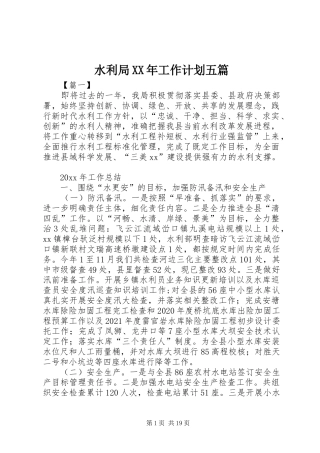 水利局XX年工作计划五篇