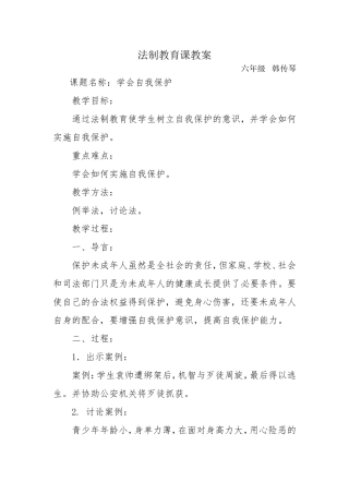 小学法制教育课教案6