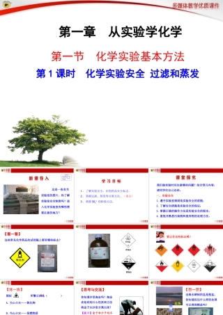 高中一年级化学必修1第一章从实验学化学第一节化学实验基本方法第一课时课件