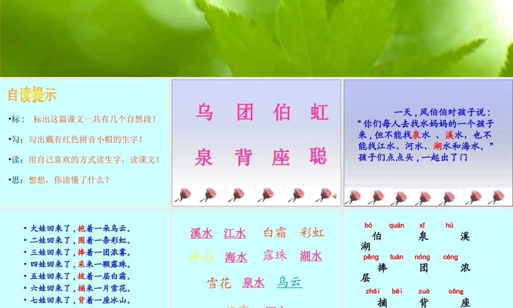 西师版二年级上册小学语文：第4课《水妈妈的孩子们》PPT课件