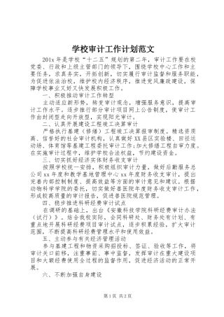 学校审计工作计划范文