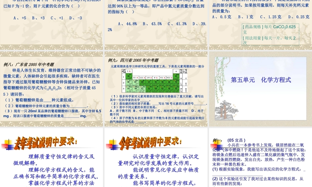 中考化学复习（四、五、八单元