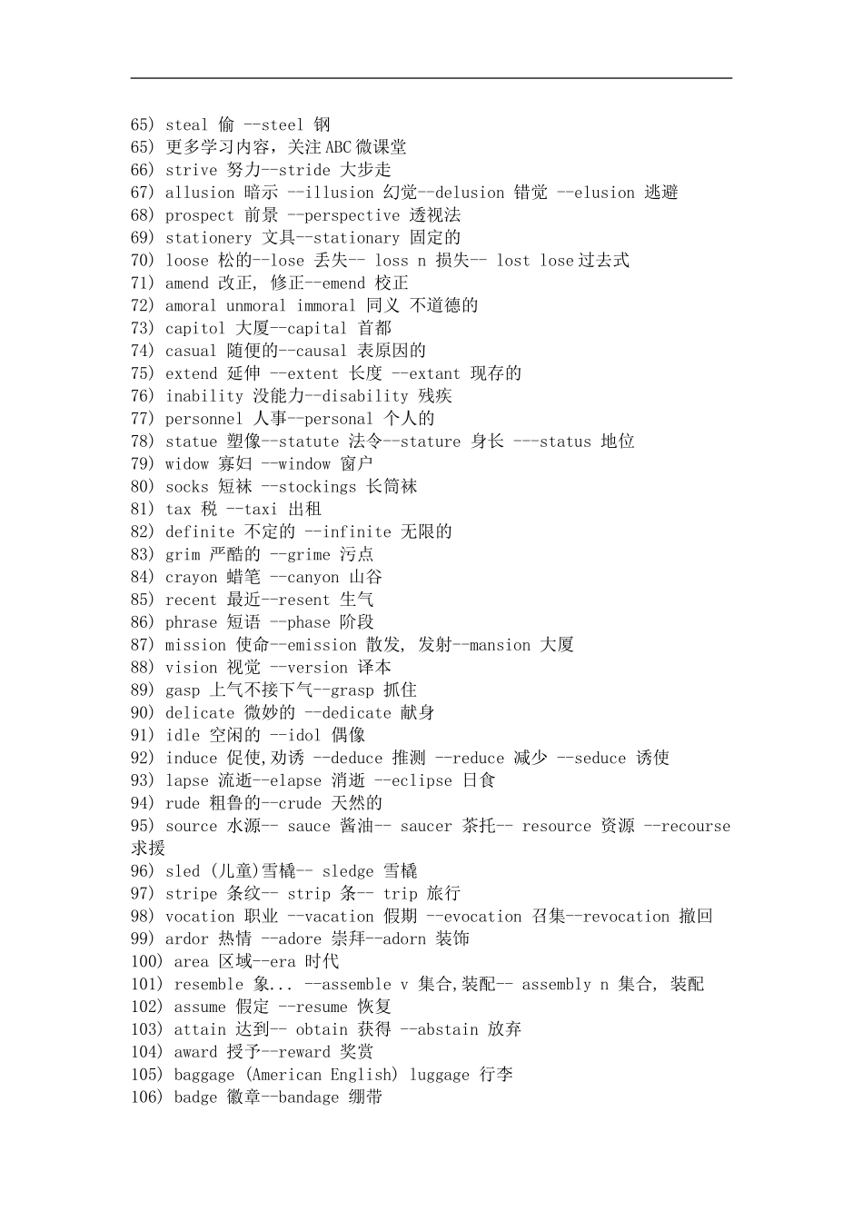 小学初中英语中最容易拼错的140组单词_第3页