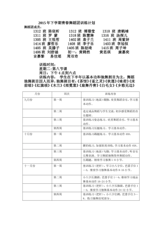 株洲景炎学校2015年下期青春团舞蹈团计划