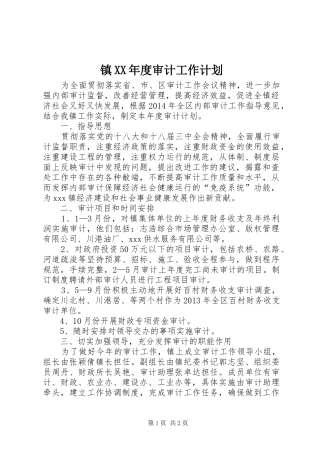 镇XX年度审计工作计划