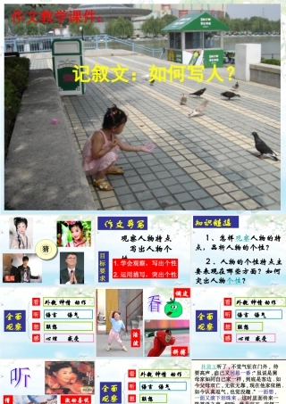 初中作文训练指导课件：记叙文：如何写人