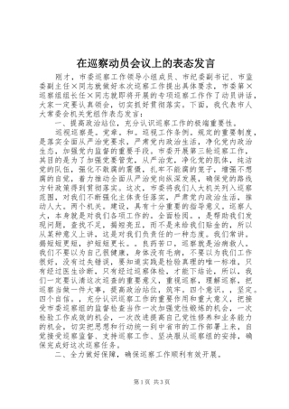 在巡察动员会议上的表态发言