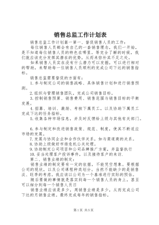 销售总监工作计划表