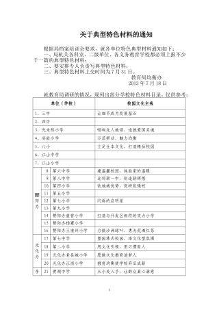 义务教育均衡发展档案培训会资料（典型特色材料）