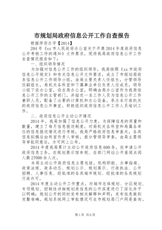 市规划局政府信息公开工作自查报告_1