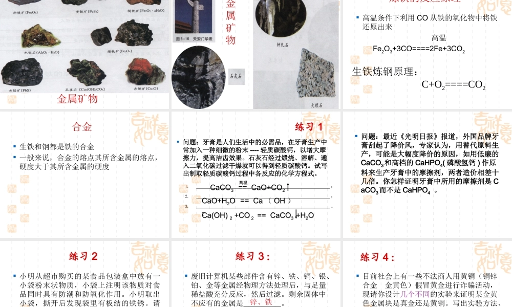 复习《金属与金属矿物》教学课件