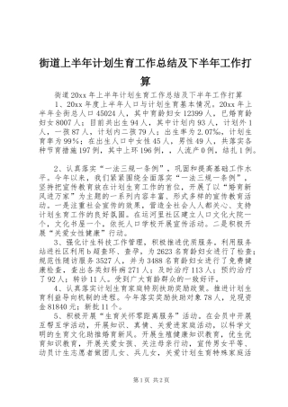 街道上半年计划生育工作总结及下半年工作打算_1