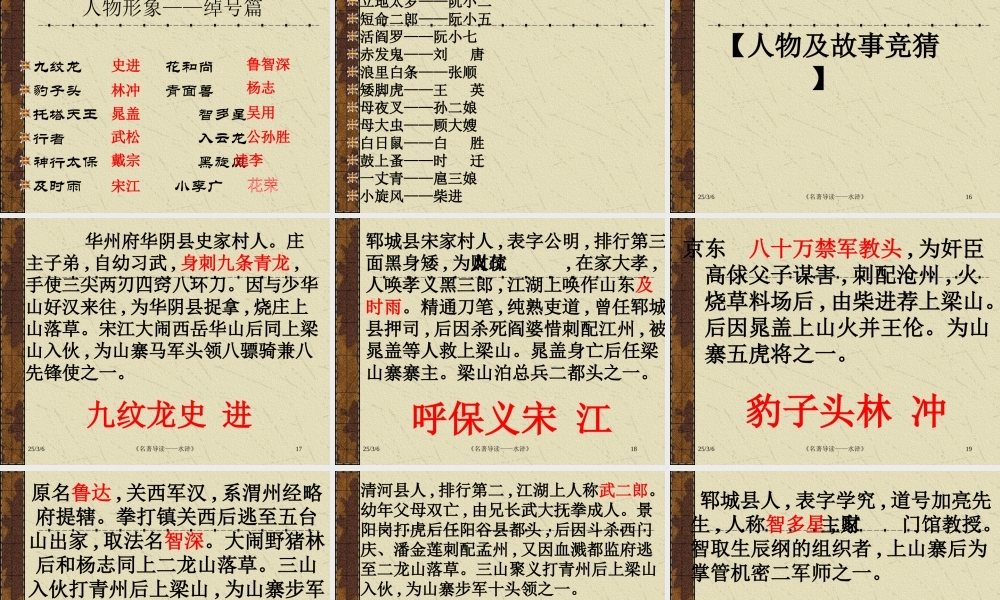 名著水浒复习课件