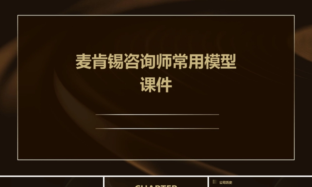 麦肯锡咨询师常用模型课件