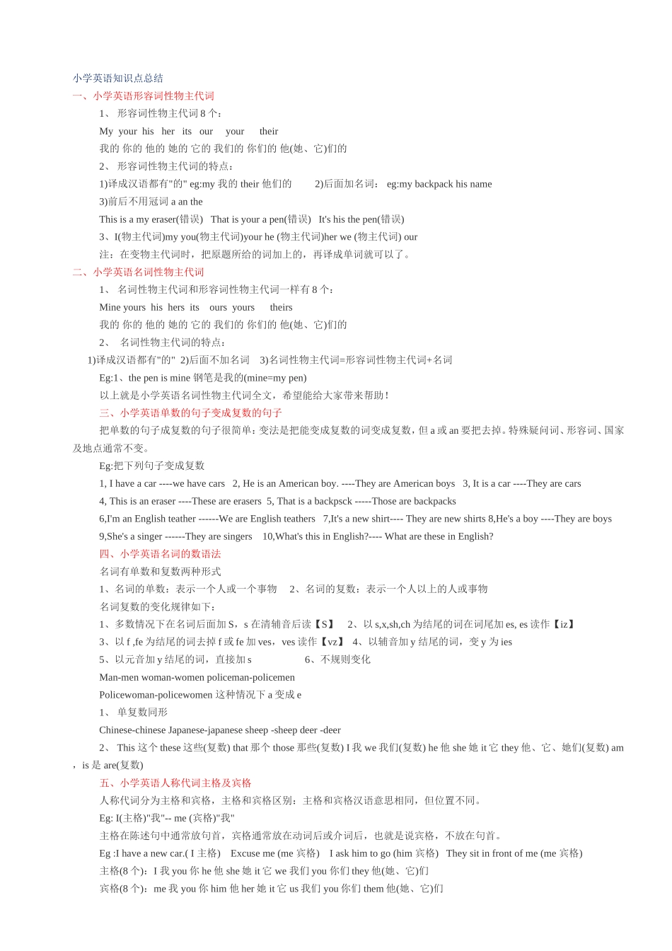 小学英语知识点总结_第1页