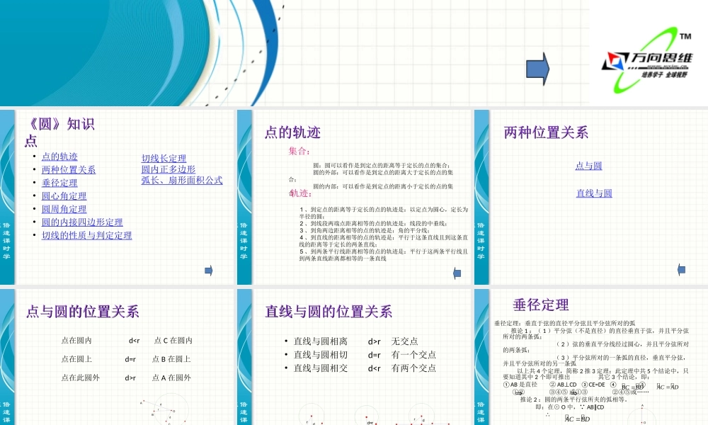 九年级数学下册教学课件圆章末复习