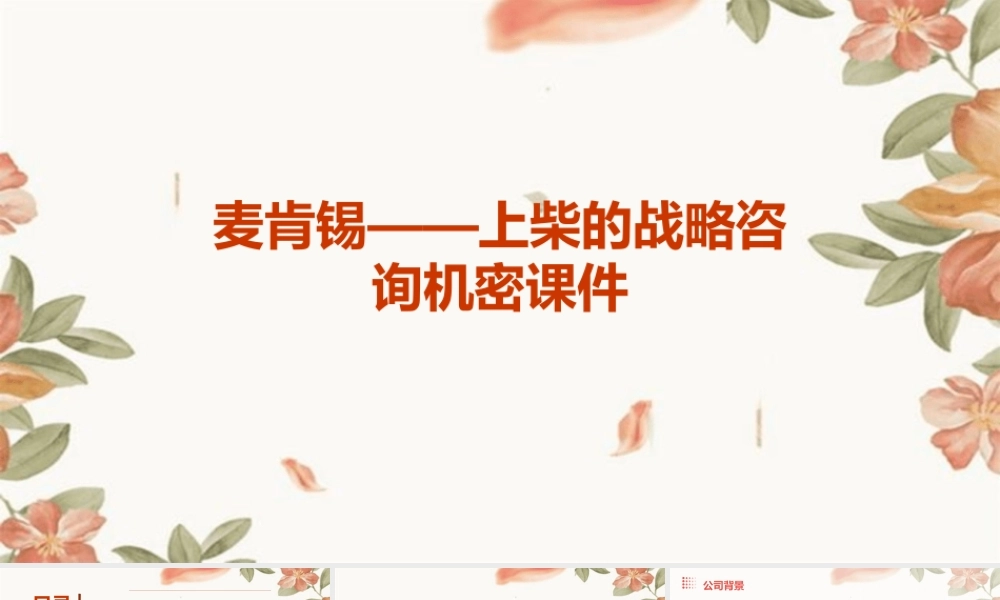 麦肯锡——上柴的战略咨询机密课件