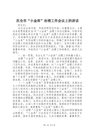 在全市“小金库”治理工作会议上的讲话