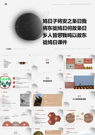 鸠曰子将安之枭曰我将东徙鸠曰何故枭曰乡人皆恶我鸣以故东徙鸠曰课件