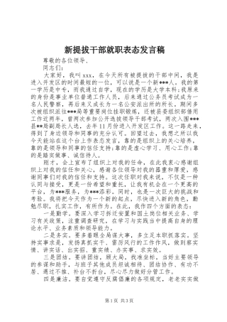 新提拔干部就职表态发言稿