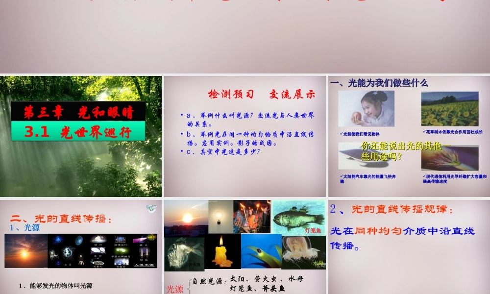 粤教沪版八年级物理上册：31《光世界巡行》课件（共45张PPT）