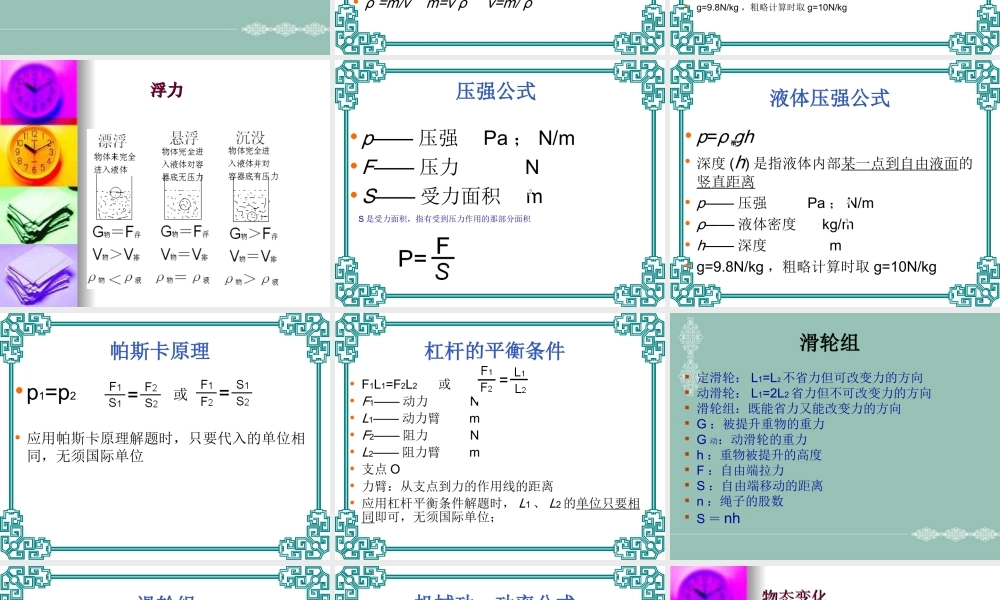 初中物理公式大全