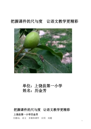 浅谈多媒体课件在小学语文教学中的适度应用