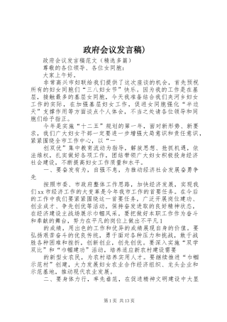 政府会议发言稿)