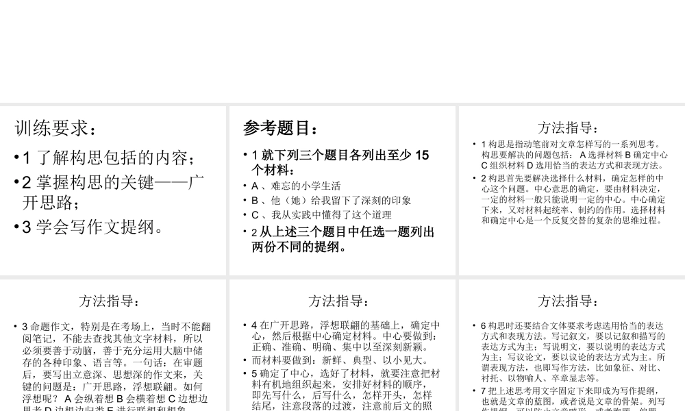 作文指导-构思和列提纲