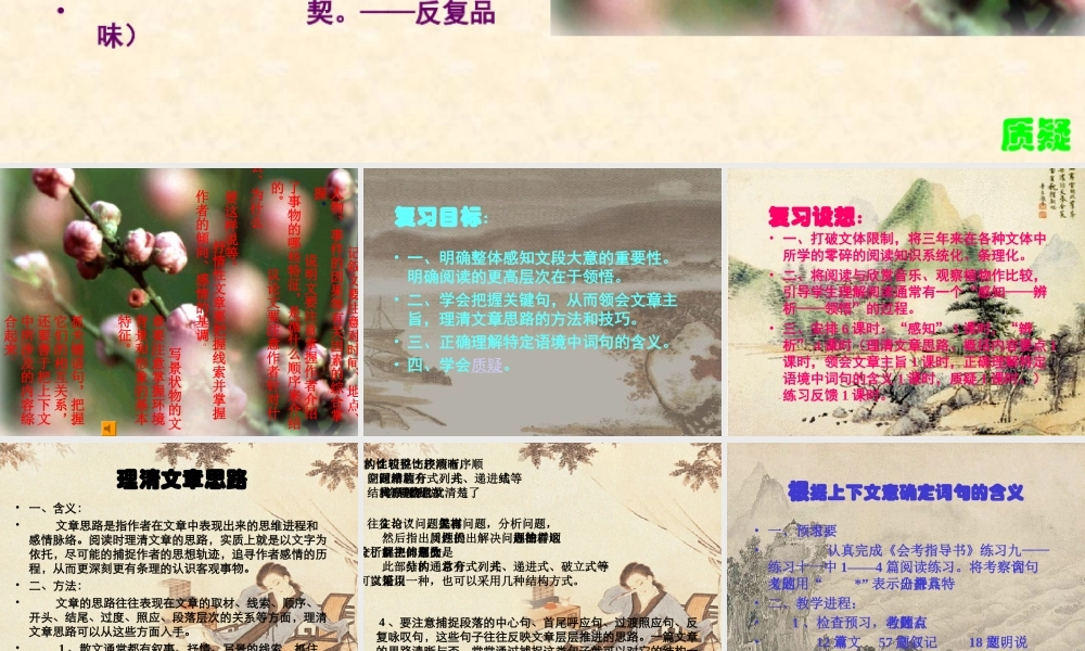 中考现代文阅读复习