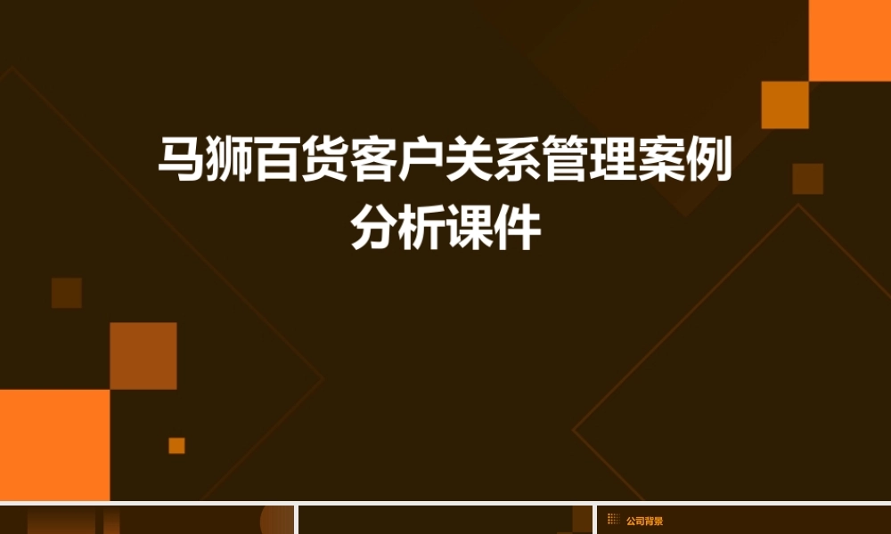 马狮百货客户关系管理案例分析课件