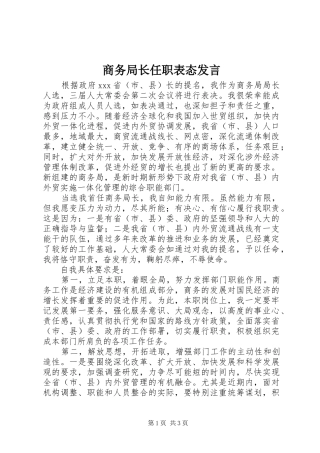 商务局长任职表态发言