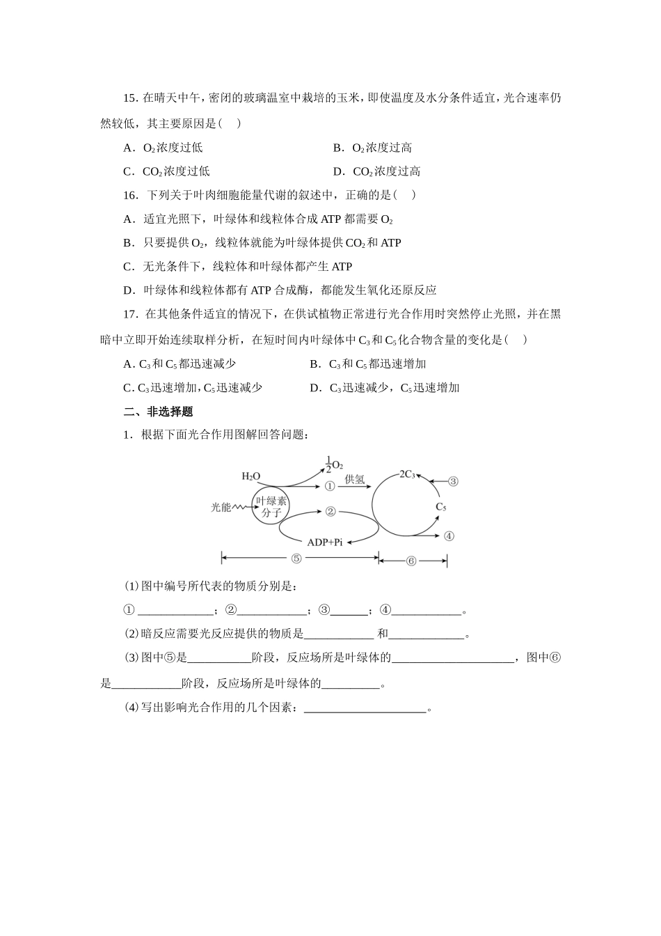 新课标人教版高中生物必修一分子与细胞教科书配套试题：第5章细胞的能量供应和利用(word版，含答案解析）_第3页