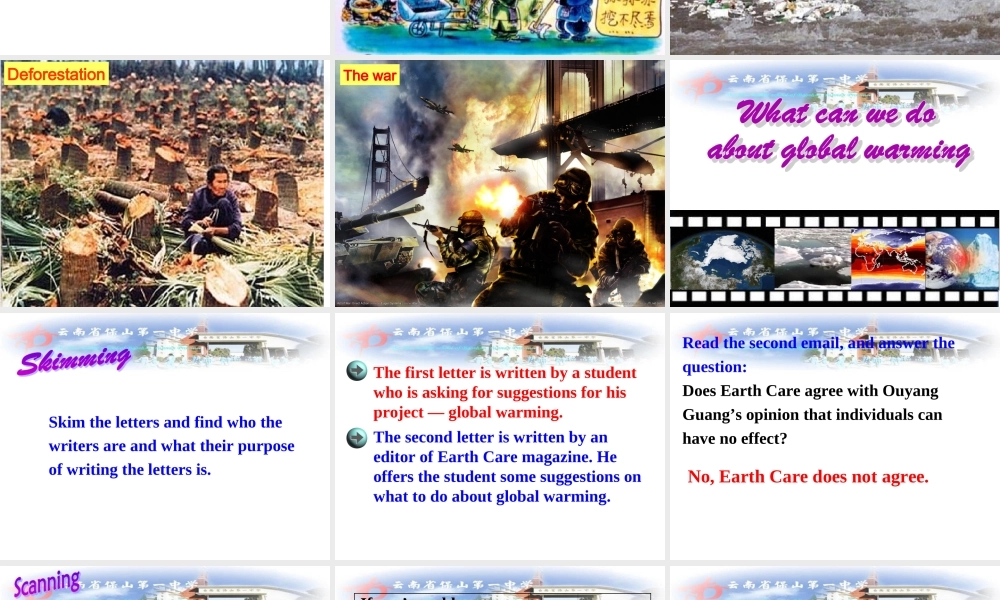 【备课参考】人教版高中英语选修6课件：Unit+4+A+Global+warming+Using+language（共80张PPT）