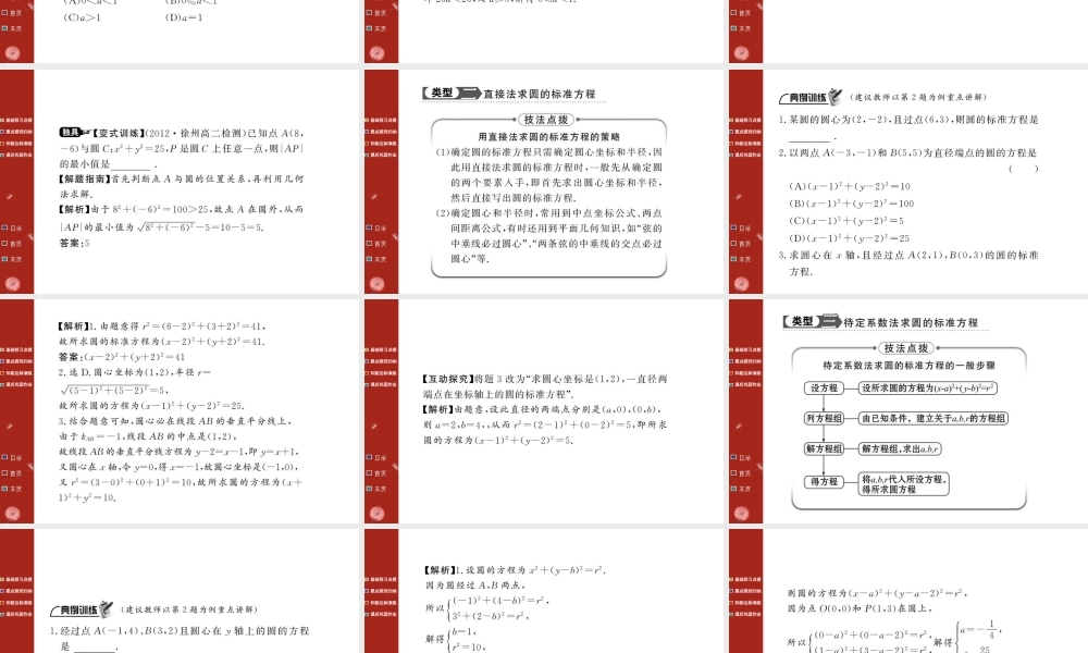 圆的标准方程课件人教必修二