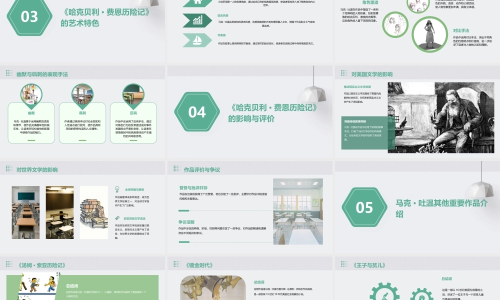 马克·吐温及作品《哈克贝利·费恩历险记》课件