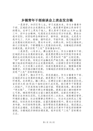 乡镇青年干部座谈会上表态发言稿
