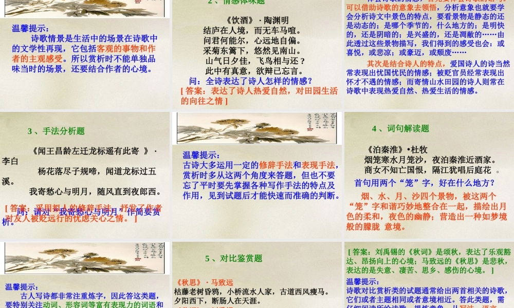 中考古诗词鉴赏