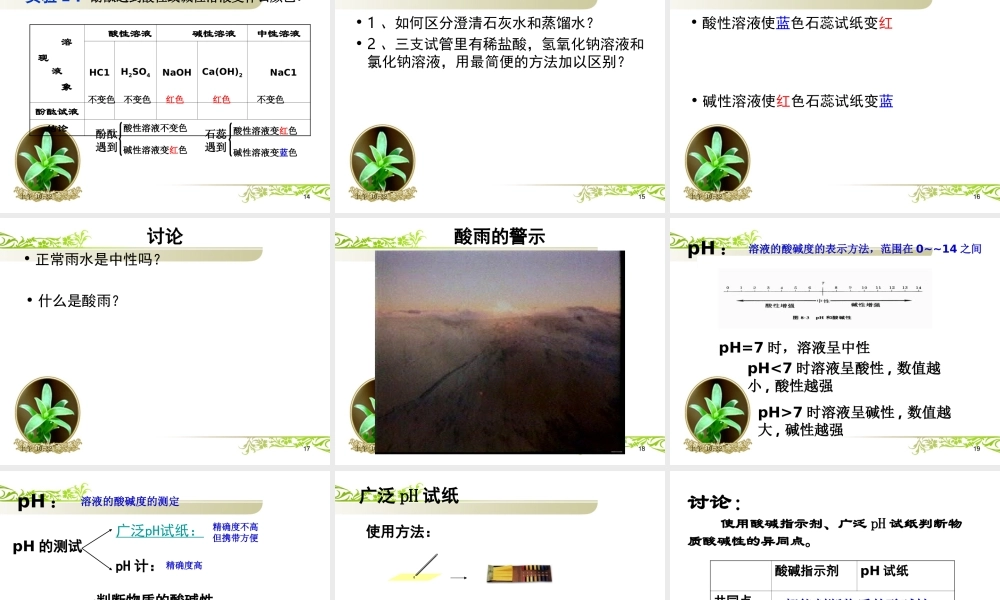 探究溶液的酸碱性