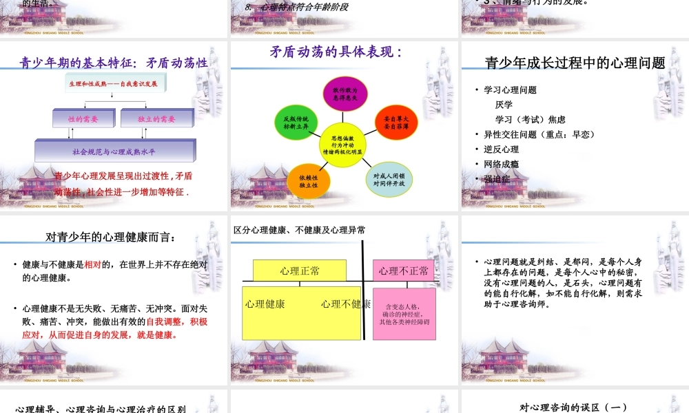 中学生心理健康系列讲座(一)