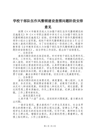 学校干部队伍作风整顿建设查摆问题阶段安排意见