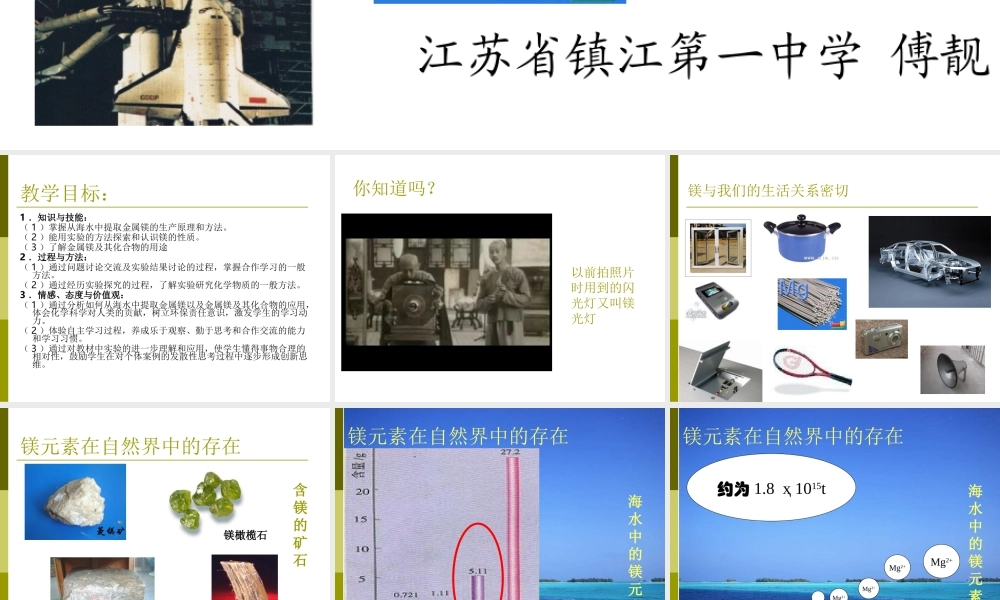 镁的提取及应用